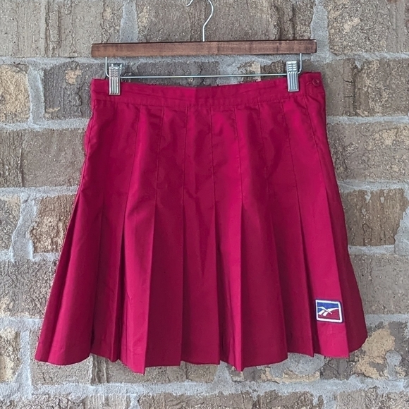 Vintage 80s Reebok Tennis Collection Pleated Skirt Medium Pickleball Bright Red - Picture 9 of 9